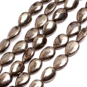 Collar de piedra de cuentas ovaladas de pirita de alta calidad, abalorios de cristal para fabricación de joyas, collar de mujer de cristal, mayorista - Product Image 3