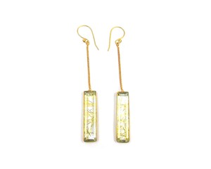 Golden Rutile Rectangle Shape Classic Hoop <b>Earring</b> Set 925 Sterling <b>Silver</b> Jewelry <b>Drop</b> Hanging Gold Plated for Wedding Party - Product Image 3