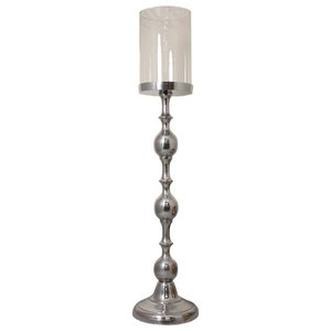 Bougeoir pilier en aluminium argenté Bougeoir décoratif en métal adapté à la maison et au mariage Décoration de table - Product Image 5