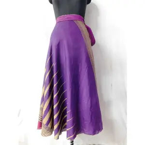 Vintage silk women wear long neck wrap dress casual wear girls 2 layer reversible bohemian hippie boho gypsy long skirt