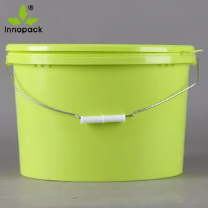 15L plastic oval food biscuit cookie bucket with lid and metal handle