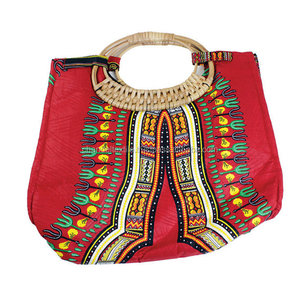 Sac Dashiki sac à main100 % coton traditionnel Dashiki impression osier poignée sac pour femmes fabriqués à la main Dashiki sacs en gros - Product Image 4