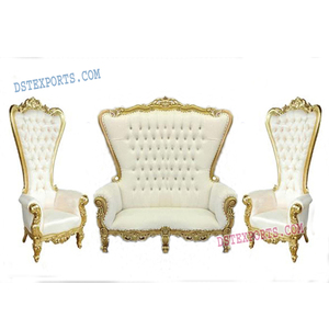 Nouvellement conçu Royal haut dossier trône chaise canapé ensemble en bois argent sculpté meubles pour les événements de mariage - Product Image 1