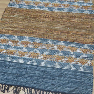 Tapis en cuir de vache véritable, moquette plate tissée - Product Image 2
