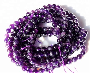 Perles rondes lisses en améthyste naturelle du Brésil, certifiées par un tiers, 6 mm-10 mm, 40-45 g, Rudra Gems - Product Image 5