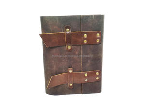 Organisateur de journal intime en cuir souple véritable personnalisé en gros avec 2 ceintures - Product Image 1