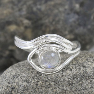 Cabochon มูนสโตนแหวนพลอย925เครื่องประดับเงินสเตอร์ลิง - Product Image 2