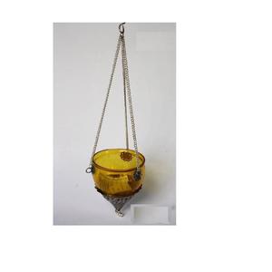 Portavelas colgante de vidrio amarillo, soporte de luz de té, todos los colores disponibles - Product Image 3
