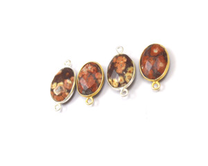 Jasper Hermosa piedra preciosa natural Joyería hecha a mano Forma ovalada con bisel chapado en oro Piedra natal Conector bohemio - Product Image 4