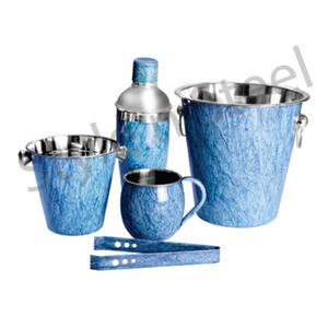 Seau à vin en acier inoxydable de conception en marbre isolé pour refroidisseur de champagne avec ensembles de bar pour le stockage et le service du vin - Product Image 2