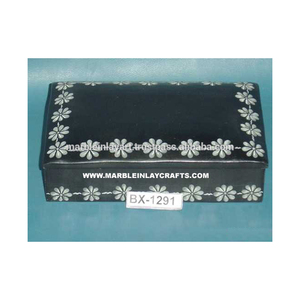 Joyero con incrustaciones de mármol negro, caja de joyería con incrustaciones de mármol negro - Product Image 1