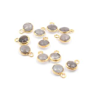 จี้เคลือบทอง14K รูปพระจันทร์สีเทาทรงกลมขนาด8-10มม. พร้อมจี้ทรงประกันตัวเครื่องประดับทำจากทองเหลือง - Product Image 4