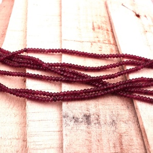 Collier de perles de pierres précieuses rubis teintes naturellement, rondes, facettées, 3,5 mm, pour la fabrication de colliers, 13 pouces de long - Product Image 2