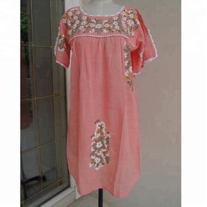 Exclusive <b>Women</b> Summer Fashion <b>Mexican</b> Embroidered Cotton Tunic Designer Hand Embroidery <b>Mexican</b> Tunic <b>Dress</b> - Product Image 1