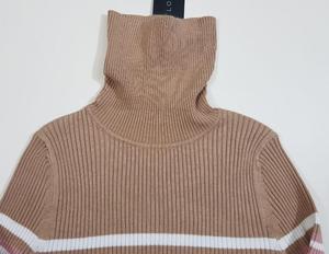 De Bangladesh de etiquetas de las mujeres señoras Polo cuello alto cuello Jersey canalé rayas Slim Fit suéter Streetwear mucho Stock - Product Image 2