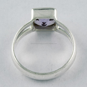 Bague en pierre précieuse améthyste de forme carrée bijoux bague en argent sterling 925 bijoux en gros fournisseur de bagues en argent - Product Image 4