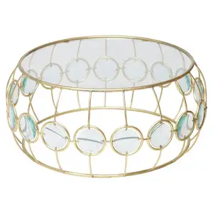 ROUND GOLD COFFEE TABLE / GLASS COFFEE TABLE / MIRROR DINING & CENTER TABLE