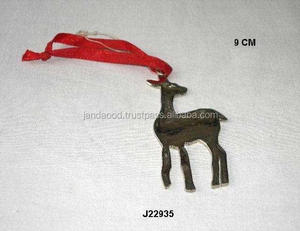 Mini pendentif cerf ornement d'arbre de Noël en laiton de haute qualité avec finition en nickel petite décoration en métal artificiel pour un usage domestique - Product Image 3