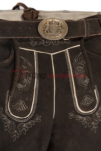 ISONZ Lederhosen traditionnel bavarois pour homme, en cuir véritable marron vintage, motif brodé, léger, grande taille, OEM - Product Image 2
