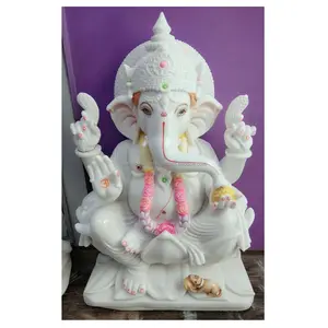 Unique White Marble God Ganesh Idol