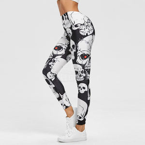Pantalones de Yoga con estampado profesional para mujer, mallas ajustadas de cintura media con estampado de calavera para correr, con realce, entrenamiento elástico - Product Image 3