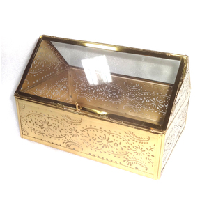 Boîte à bijoux en verre décorative à cadre en métal avec vitrine pour un stockage et un affichage pratiques - Product Image 4