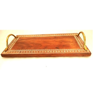 Bandeja de Servicio Decorativa con Diseño Nuevo, Grabado Láser y Asa Dorada - Product Image 2