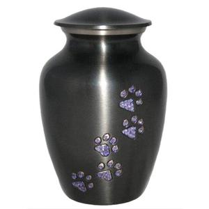 Premium Classic Memorial Faithful Purple Paw Print <b>Pets</b> Cremation Urns for Funeral <b>Ashes</b> Metal Brass/Aluminum - Product Image 1