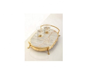 ถาดหินอ่อนหินอ่อนถาดเสิร์ฟหินอ่อนถาดอาหารเช้าโลหะขายส่งผู้ผลิต - Product Image 2