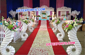 เสารูปช้างสำหรับงานแต่งงานเสาสำหรับตกแต่งทางเดินในงานแต่งงานสไตล์นกยูงเสาไฟเบอร์สีทอง - Product Image 5