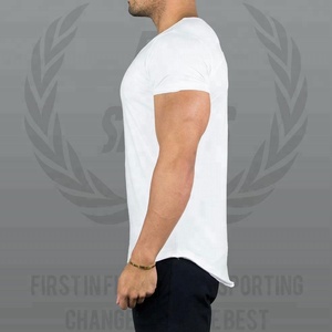 T-shirt personnalisé à manches courtes pour hommes de grande taille, encolure dégagée 96% coton 4% élasthanne, tissu en jersey respirant et imprimé incurvé - Product Image 3