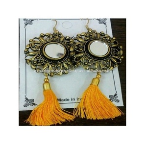 Pendientes de Borla con Hilo Chapado en Latón y Acabado Pulido para Mujer, con Tamaño y Color Personalizables - Product Image 2
