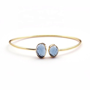 Pulsera de piedras preciosas de Topacio Azul londinense, brazalete ajustable hecho a mano, joyería elegante, regalo - Product Image 3