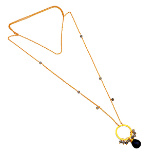 Collier de chaîne de perles en argent sterling 925 fait à la main véritable Onyx noir poire rondelle Labradorite Style tendance - Product Image 2