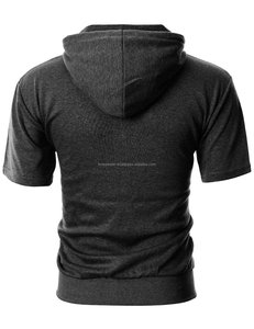 เสื้อฮู้ดแบบมีซิปน้ำหนักเบาแขนสั้นทรงสลิมฟิตสำหรับผู้ชายผ้าโพลีเอสเตอร์ถักแบบลำลอง - Product Image 2