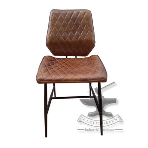 Silla de comedor Industrial Vintage Premium, muebles modernos de cuero genuino para restaurante para el hogar, sala de estar, supermercado, taller - Product Image 2