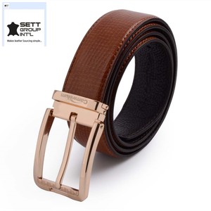 Cinturón de cuero sintético marrón genuino para hombre OEM ODM diseño ecológico con respaldo no tejido - Product Image 3