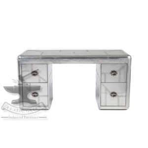 Escritorio de oficina de aviador de estilo industrial antiguo con cajones de almacenamiento oficina en casa escuela sala de estar apartamento hecho de aluminio - Product Image 2