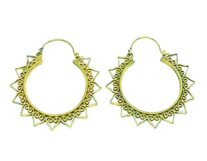 น้ำหนักเบาชนเผ่าต่างหูอินเดียเครื่องประดับทองเหลืองต่างหูห่วง - Product Image 1