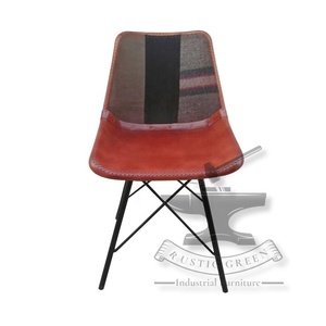 Modern Rustic Industrial Antique Genuine Leather Restaurant Furniture Dining <b>Chair</b> for Cafe Bar Restaurant Use Exterior Living - Product Image 2