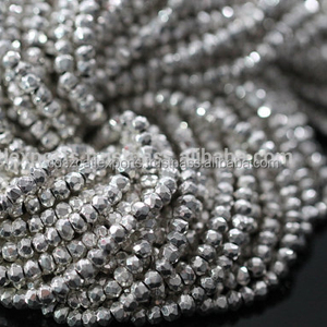 Perles de pierres précieuses à facettes en pyrite argentée fabriquées et fournies - Product Image 1