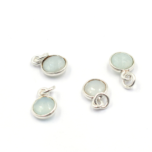 Aquamarine Round Shape 925 Sterling Silver Bezel Silver Plated Pendant Handmade Jewelry Making - Product Image 4