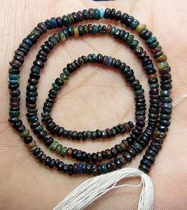 Cuentas de piedras preciosas sueltas de ópalo negro etíope, forma redonda suave, buena calidad Natural para la fabricación de joyas - Product Image 1