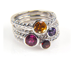 แหวนเงินแท้925พลอยพลอยอเมทิสต์,แหวนสแต็คแบบขายส่งแหวนพลอยอเมทิสต์ Rhodolite - Product Image 1