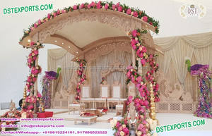 Mandap de Madera para Bodas Hindúes Reales, Último Modelo de Mandap para Bodas Indias, Mandap Tradicional con Tema Blanco para Bodas, Decoración para Eventos en Australia - Product Image 2
