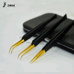 Pinzas Profesionales para Cejas y Pestañas de Acero Inoxidable de Grado Quirúrgico de Zona Industries Pakistán, Punta Puntiaguda, Marca Personalizada de Belleza - Product Image 2