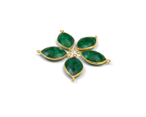 Collier de déclaration de pierres précieuses naturelles émeraude teinte forme marquise lunette plaquée or 18 carats connecteurs en laiton Boho cadeau de pierre de naissance - Product Image 3