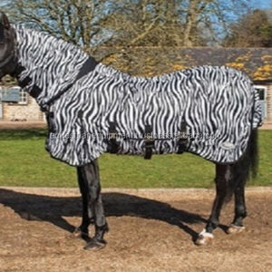 Impresión de la cebra calidad pesada UV de malla de volar alfombra con capucha caballo alfombra India Kanpur alfombra - Product Image 1