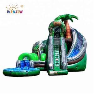 Winsun 25ft dừa cao rơi trượt nước <span class=keywords><strong>Inflatable</strong></span> trẻ em sân sau cong Cặp song sinh trượt nước với hồ bơi - Product Image 1