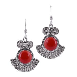 Pendientes de Plata de Ley 925 Coral rojo natural Plata 925 Venta al por mayor Pendientes de joyería hechos a mano indios Precios al por mayor - Product Image 1